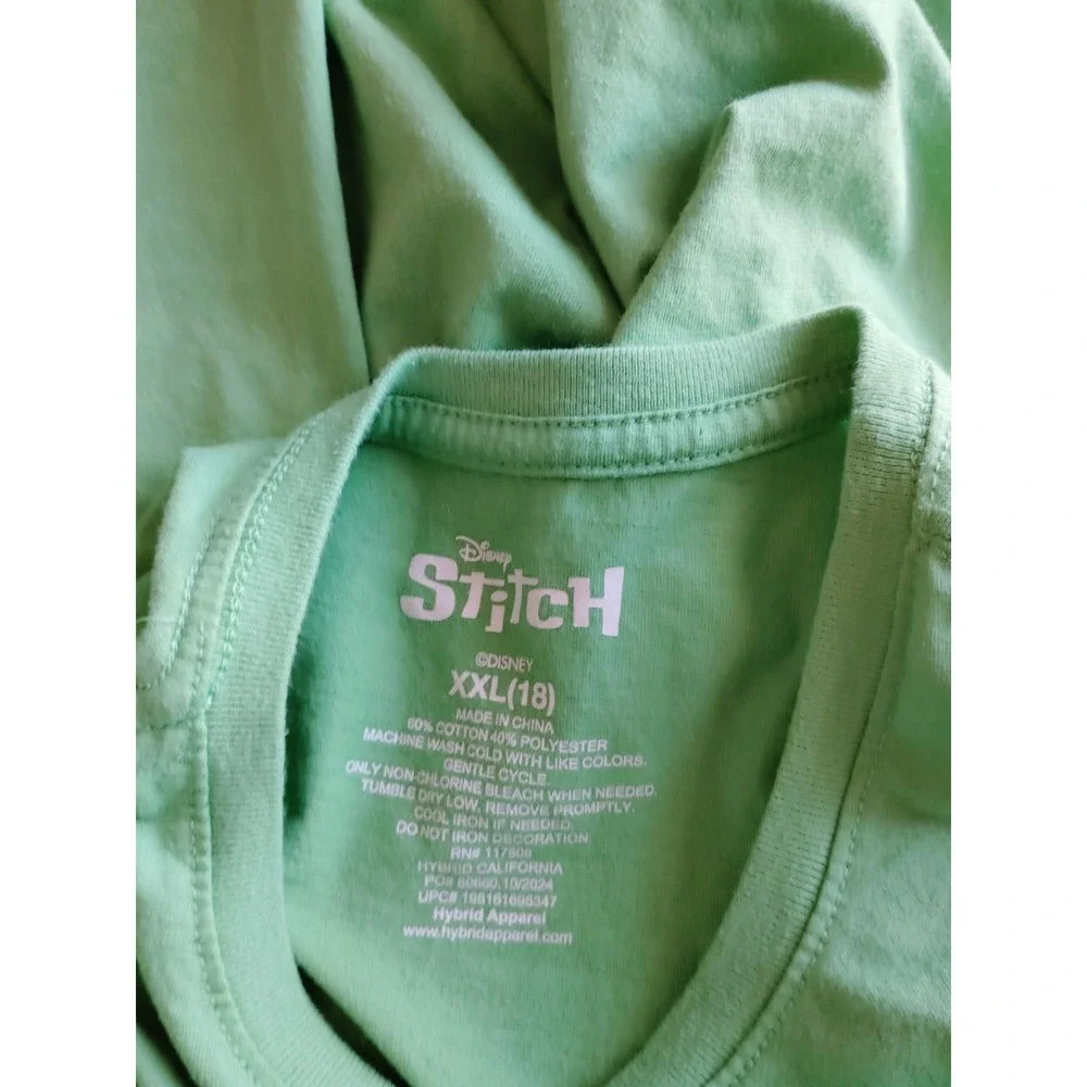 Disney Stitch Lucky Charm Green Short Sleeve Graphic‎ T-Shirt XXL (18) Artsy